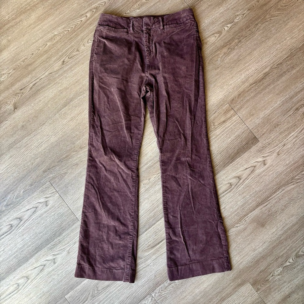 BDG Urban Outfitters Maroon Mid-Rise Flare Wide Leg Y2K Corduroy Trousers Pants
